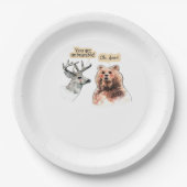 Assiettes En Carton Bear And Deer Conversation Funny Wildlife Design (Devant)