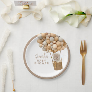 Assiettes En Carton Bear Balloons Moderne Baby shower neutre genre