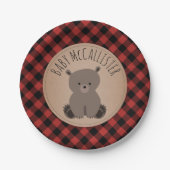 Assiettes En Carton Bear Cub Lumberjack Plaid Baby shower (Devant)
