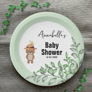 Assiettes En Carton Bear mignonne dans le Baby shower du bois