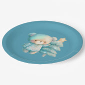 Assiettes En Carton Bear mignonne et sapin de Noël Turquoise (Angle)