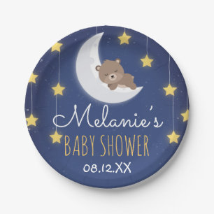 Assiettes En Carton Bear Sleeping Vous Aimez La Lune Baby shower arriè