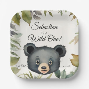 Assiettes En Carton Bear Wild One Woodland Animal fête d'anniversaire