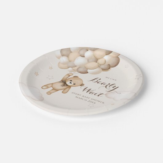 Assiettes En Carton Bearly Wait Brown Bear Balloon Baby shower (Angle)