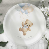 Assiettes En Carton Bearly Wait Cute Teddy Bear et Ballons Bleus