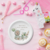 Assiettes En Carton Bearly Wait Green Boho Bear Favoriser (Fête)
