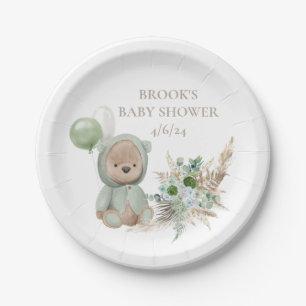 Assiettes En Carton Bearly Wait Green Boho Bear Favoriser