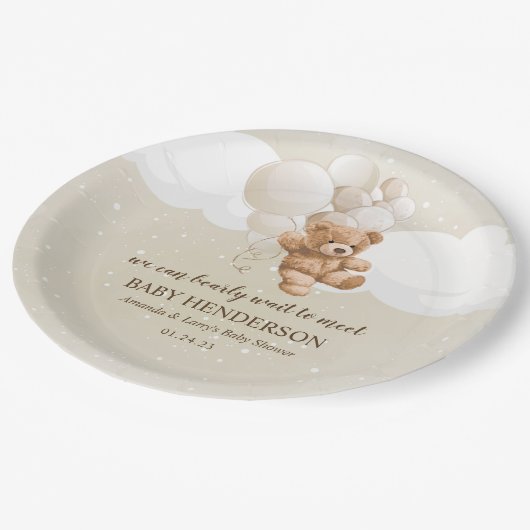 Assiettes En Carton Bearly Wait Neutral Teddy Bear (Angle)