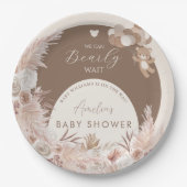 Assiettes En Carton Bearly Wait Neutral Teddy Bear Boho Pampas (Devant)