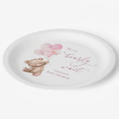 Assiettes En Carton Bearly Wait Pink Teddy Bear Baby Shower (Angle)
