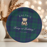 Assiettes En Carton Beary 1er anniversaire Polo Teddy Bear Plaid Anniv<br><div class="desc">Beary 1st Birthday Polo Teddy Bear Plaid Birthday Papier Plates Matching items available.</div>