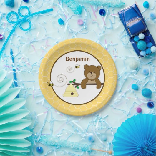 Assiettes En Carton Beary Sweey Honey Ours & Bumble Bee Anniversaire (Fête)