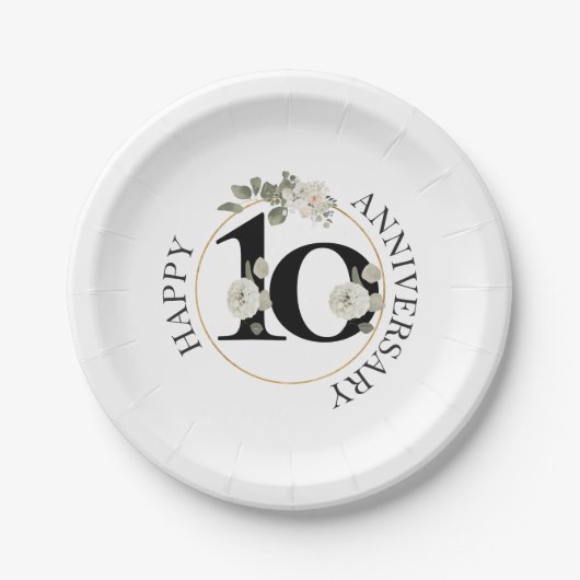 Assiettes En Carton Beau 10e ANNIVERSAIRE (Devant)