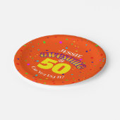 Assiettes En Carton BEAU 50E ANNIVERSAIRE D'Orange (Angle)