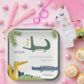 Assiettes En Carton Beau Alligator Chompe N'importe quel Anniversaire  (Fête)