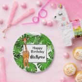 Assiettes En Carton Beau Anniversaire Animaux Safari | forêt tropicale (Fête)