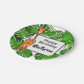 Assiettes En Carton Beau Anniversaire Animaux Safari | forêt tropicale (Angle)