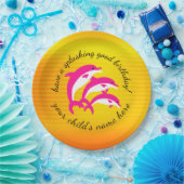 Assiettes En Carton Beau Anniversaire Danser Dauphins Roses (Fête)