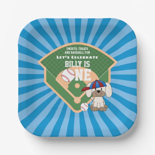 Assiettes En Carton Beau Baseball Amusant Chien Chien Chien Chien 1er  (Recto)