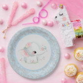 Assiettes En Carton Beau bébé blanc éléphant garçon bébé (Fête)