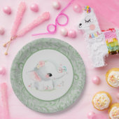 Assiettes En Carton Beau bébé blanc garçon ou fille éléphant (Fête)