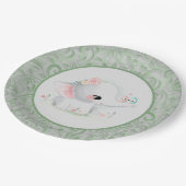 Assiettes En Carton Beau bébé blanc garçon ou fille éléphant (Angle)