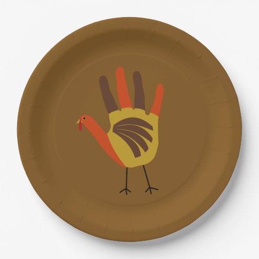 Assiettes En Carton Beau Bon thanksgiving main imprimé Turquie Gobble (Devant)