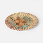 Assiettes En Carton Beau Bouquet de pins à tranche orange Noël (Angle)