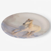 Assiettes En Carton Beau Cheval Blanc Courir dans la neige (Angle)