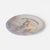 Assiettes En Carton Beau Cheval blanc dans la neige Photo Noël (Angle)