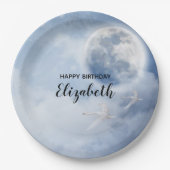 Assiettes En Carton Beau ciel bleu avec cygnes volants Anniversaire (Devant)