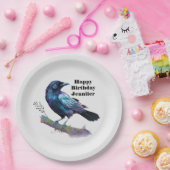 Assiettes En Carton Beau Corbeau sur une branche d'arbre Anniversaire (Fête)