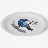 Assiettes En Carton Beau Corbeau sur une branche d'arbre Anniversaire (Angle)