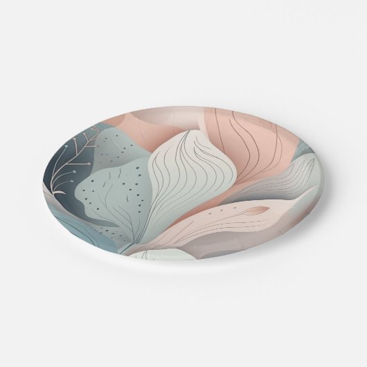 Assiettes En Carton Beau design feuille pastel élégant (Angle)