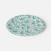 Assiettes En Carton Beau design floral Turquoise et blanc (Angle)