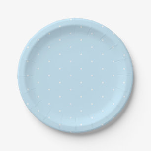 Assiettes En Carton Beau élégant bleu clair blanc pois minuscules