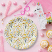 Assiettes En Carton Beau fleur sauvage de printemps jaune (Fête)