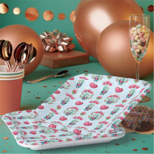 Assiettes En Carton Beau Floral Mason Jar Hearts Motif