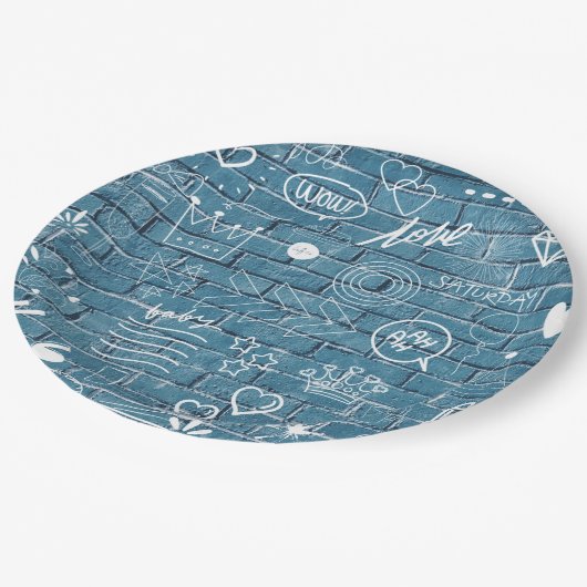 Assiettes En Carton Beau Graffiti Art sur Wall Green Calligraphy (Angle)