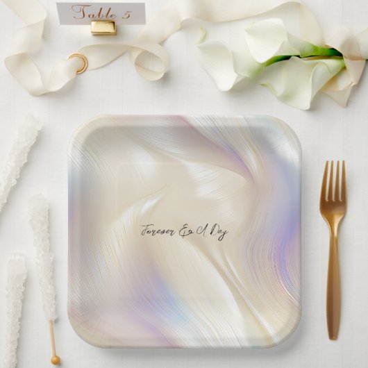 Assiettes En Carton Beau Lavender Ivory Pearl Mariage (Mariage)