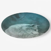 Assiettes En Carton Beau loup gris dans une forêt foncée (Angle)