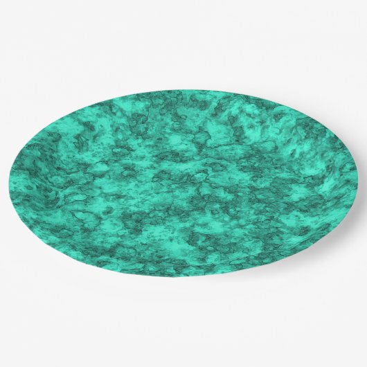 Assiettes En Carton Beau marbre turquoise (Angle)