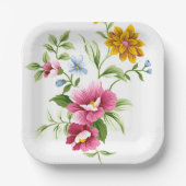 Assiettes En Carton Beau Mariage de fleurs de printemps (Recto)