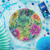 Assiettes En Carton Beau Motif de fleurs d'aquarelle (Fête)
