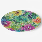 Assiettes En Carton Beau Motif de fleurs d'aquarelle (Angle)