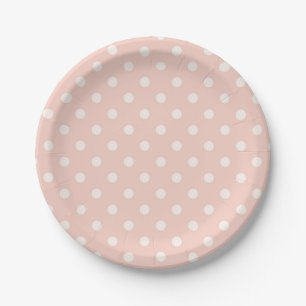 Assiettes En Carton Beau motif de point de polka de pêche de bébé
