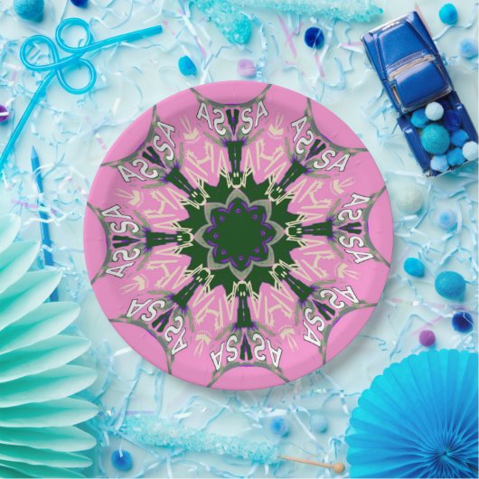 Assiettes En Carton Beau motif de teinte violet rose bébé monogramme (Fête)