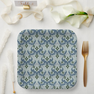 Assiettes En Carton Beau motif ethnique de Damas pointillisme