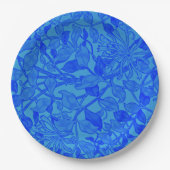 Assiettes En Carton Beau Motif Honeysuckle Bleu (Devant)