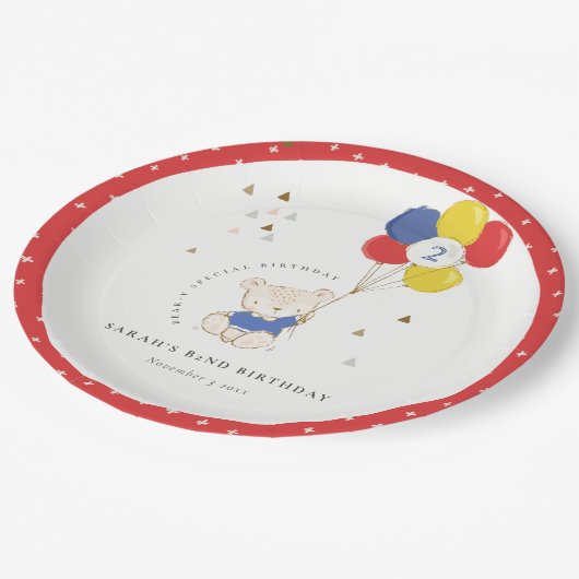 Assiettes En Carton Beau Ours Bleu Aqua Quel Âge Anniversaire (Angle)